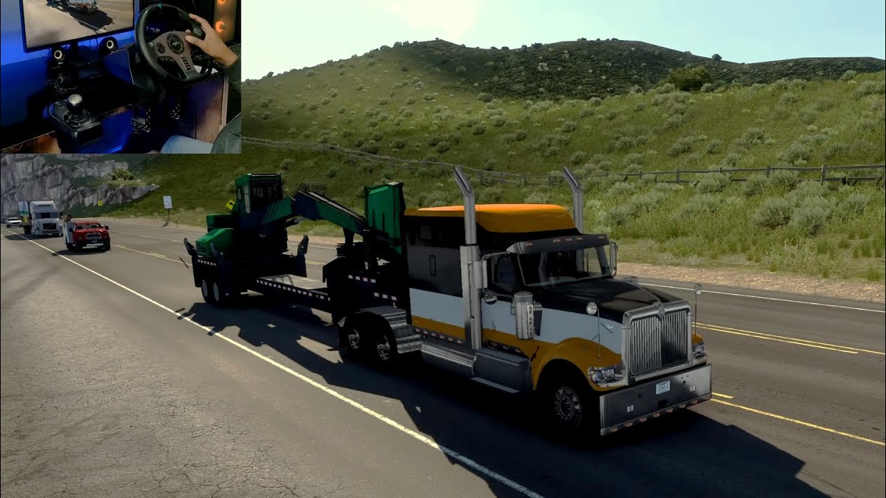 American Truck Simulator Gameplay- Knuckle boom Loader Transport ! Steering Wheel PXN V9 !