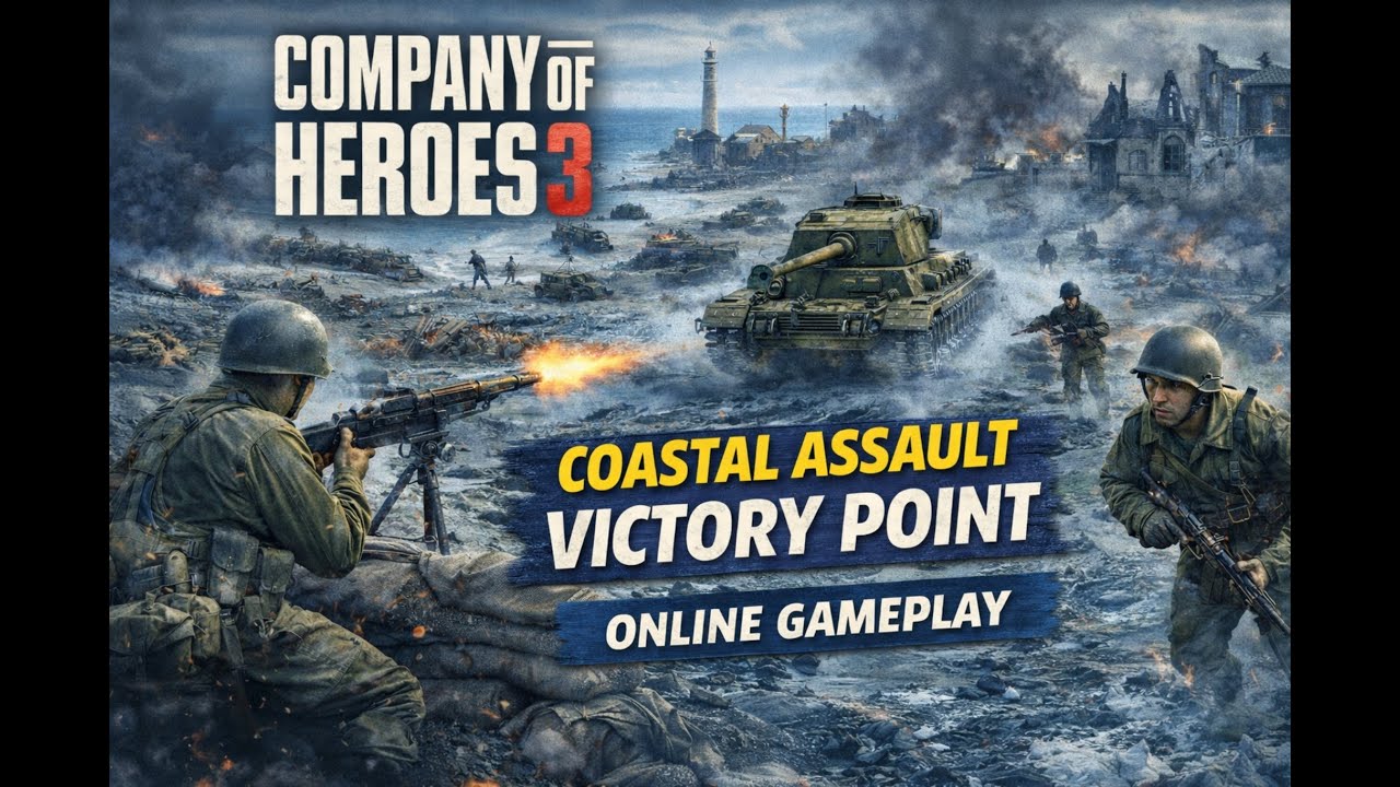 Company of Heroes 3 Multiplayer Gameplay | Coastal Assault Victory Point | RTS Battle