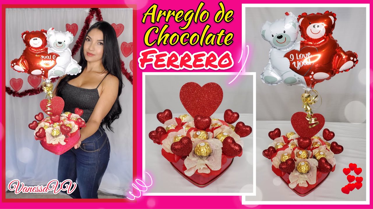 DIY-Arreglo de Chocolate Ferrero para SAN VALENTIN/ Regalo FACIL Y ECONOMICO PARA TU ENAMORAD@