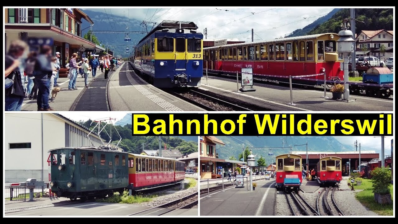 Bahnübergang, Zahnrad und Schmalspurbahn beim Bahnhof Wilderswil, Kanton Bern, Schweiz 2022