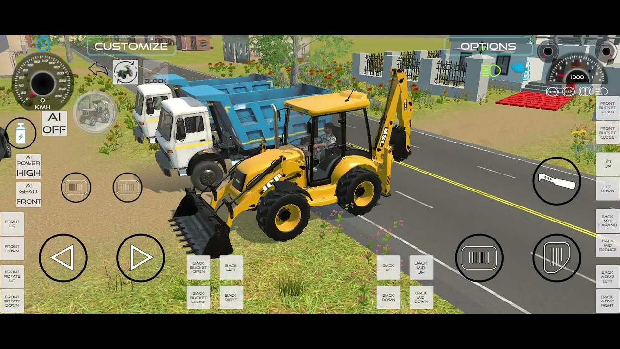 JCB or 2 truck 🚧 JCB se tractor me pathar bhare Gaye 🎮 defender 🖤👀