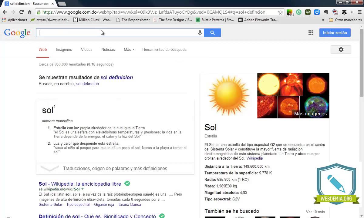Buscar definiciones de palabras con google