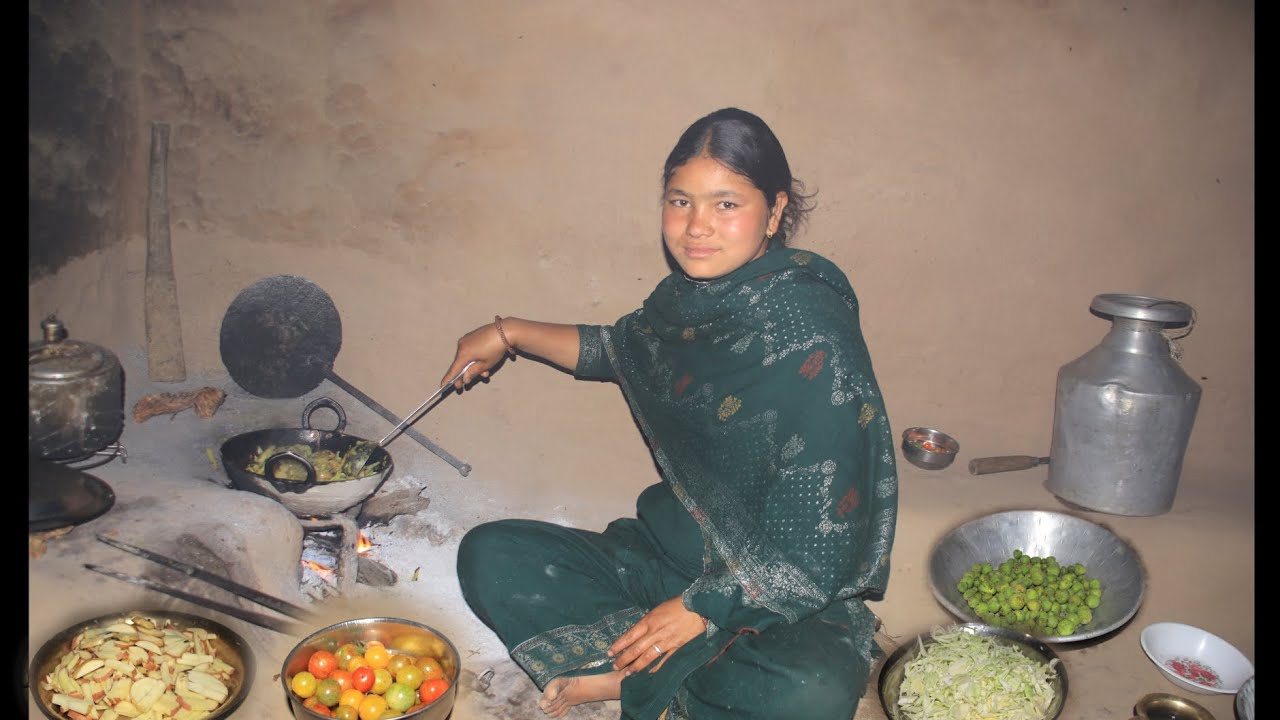 Authentic Village Cooking | Fresh Organic Vegetables on Chulo