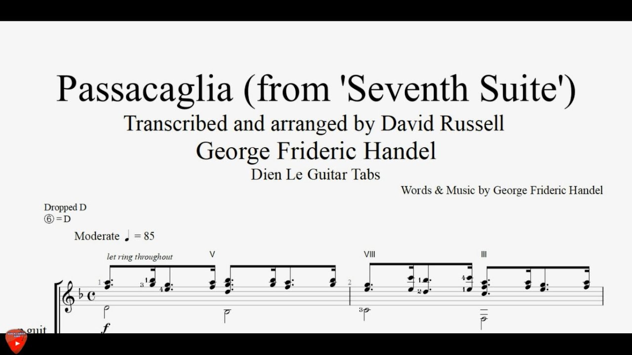 Passacaglia (from 'Seventh Suite') - George Frideric Handel - with Guitar Tabs