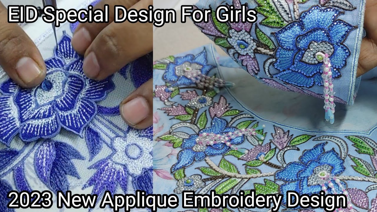 2023 New Applique Embroidery Design EID Special Embroidery For Girls 3 types Fabric Use
