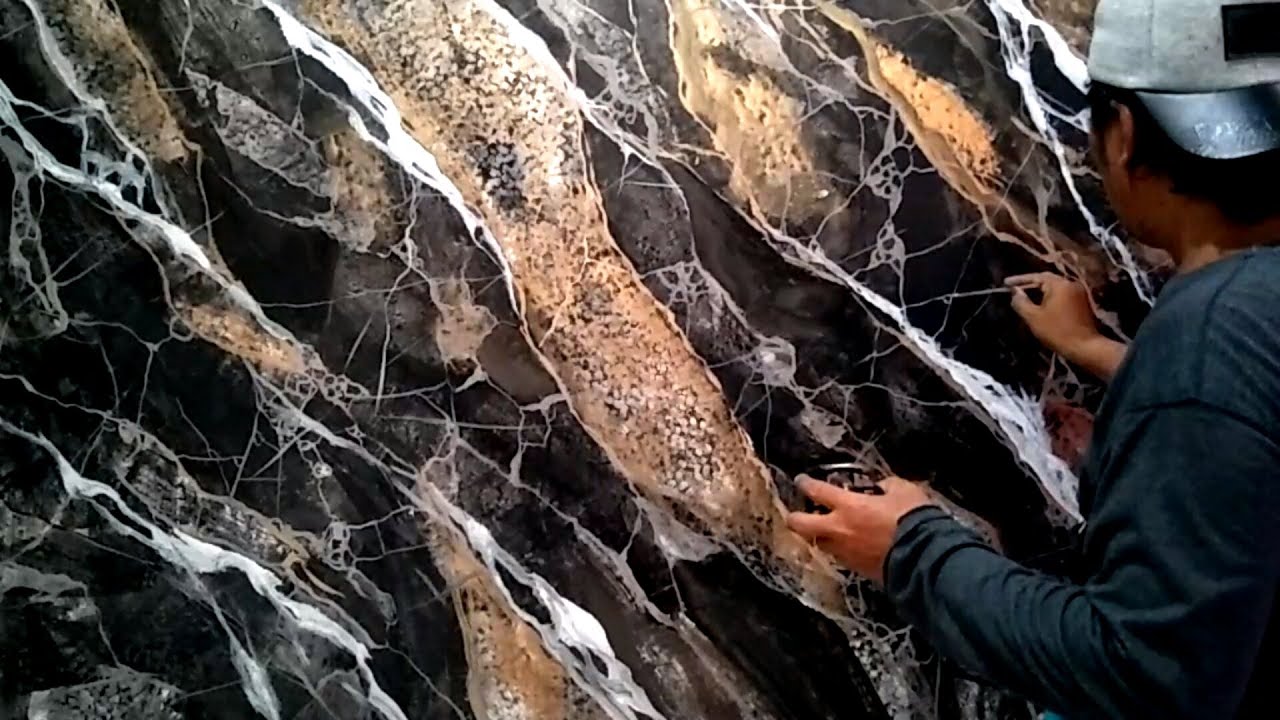 Motif Marmer Hitam Dan Warna Tembaga !! Marble and copper paint