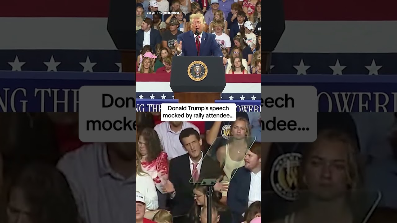 Donald Trump's speech mocked by rally attendee...