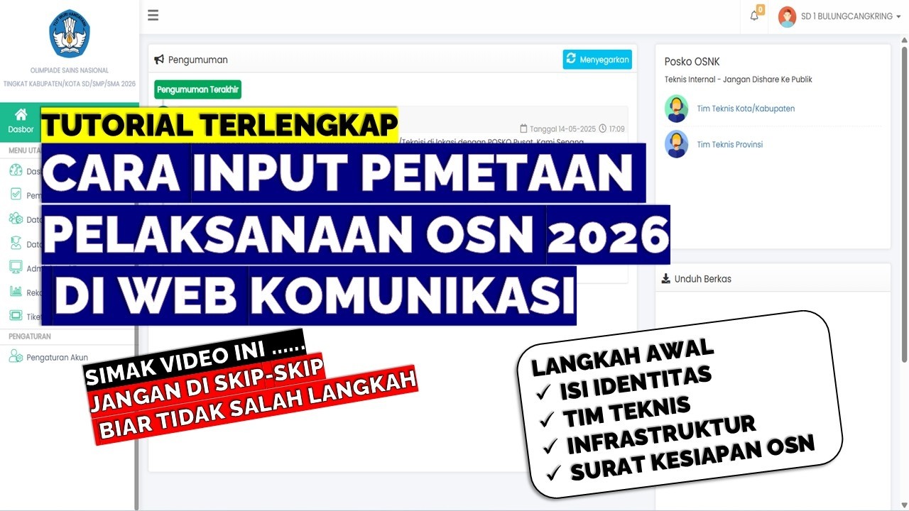 CARA INPUT PEMETAAN PELAKSANAAN OSN 2026 DI WEB KOMUNIKASI