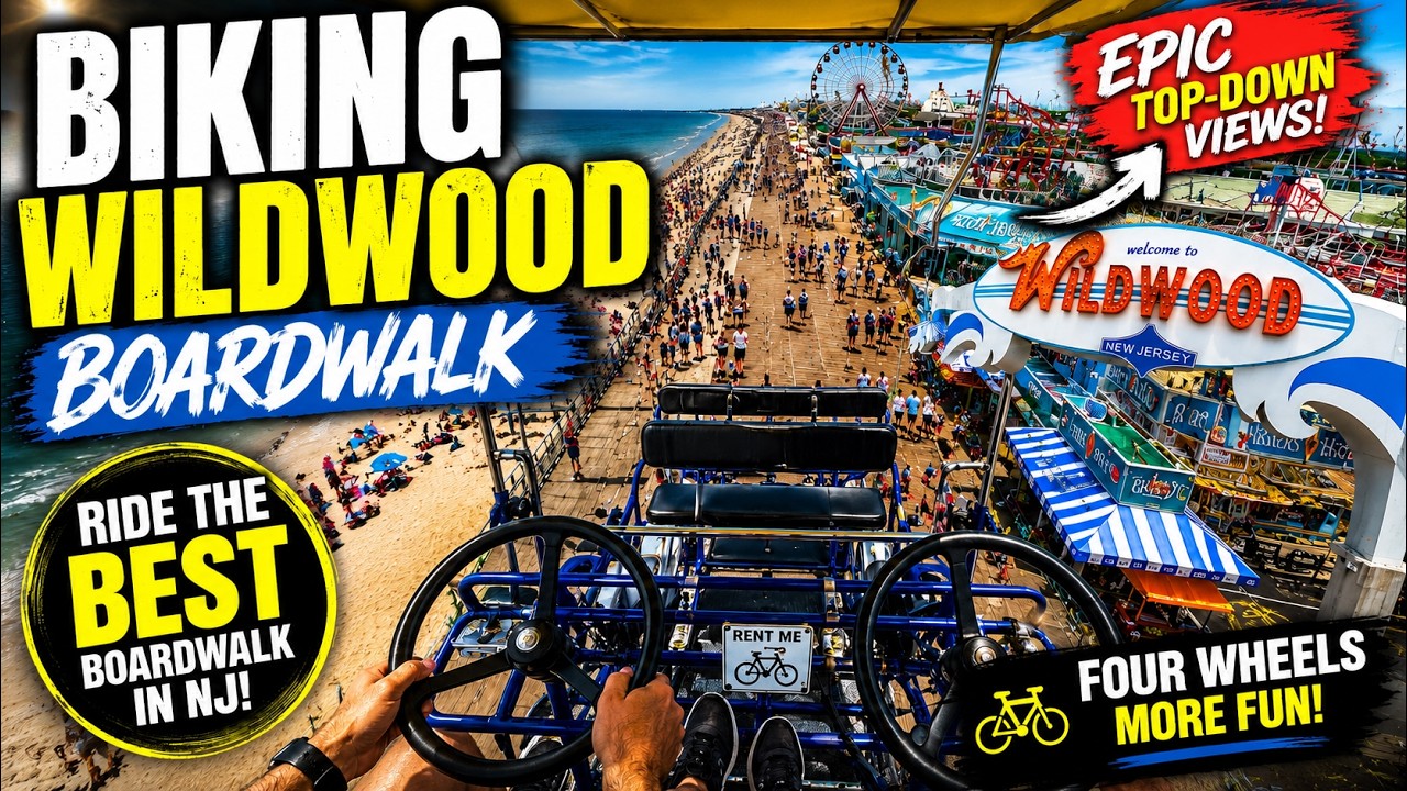 Biking the Wildwood Boardwalk | Amazing Top Down Ride in Wildwood, NJ