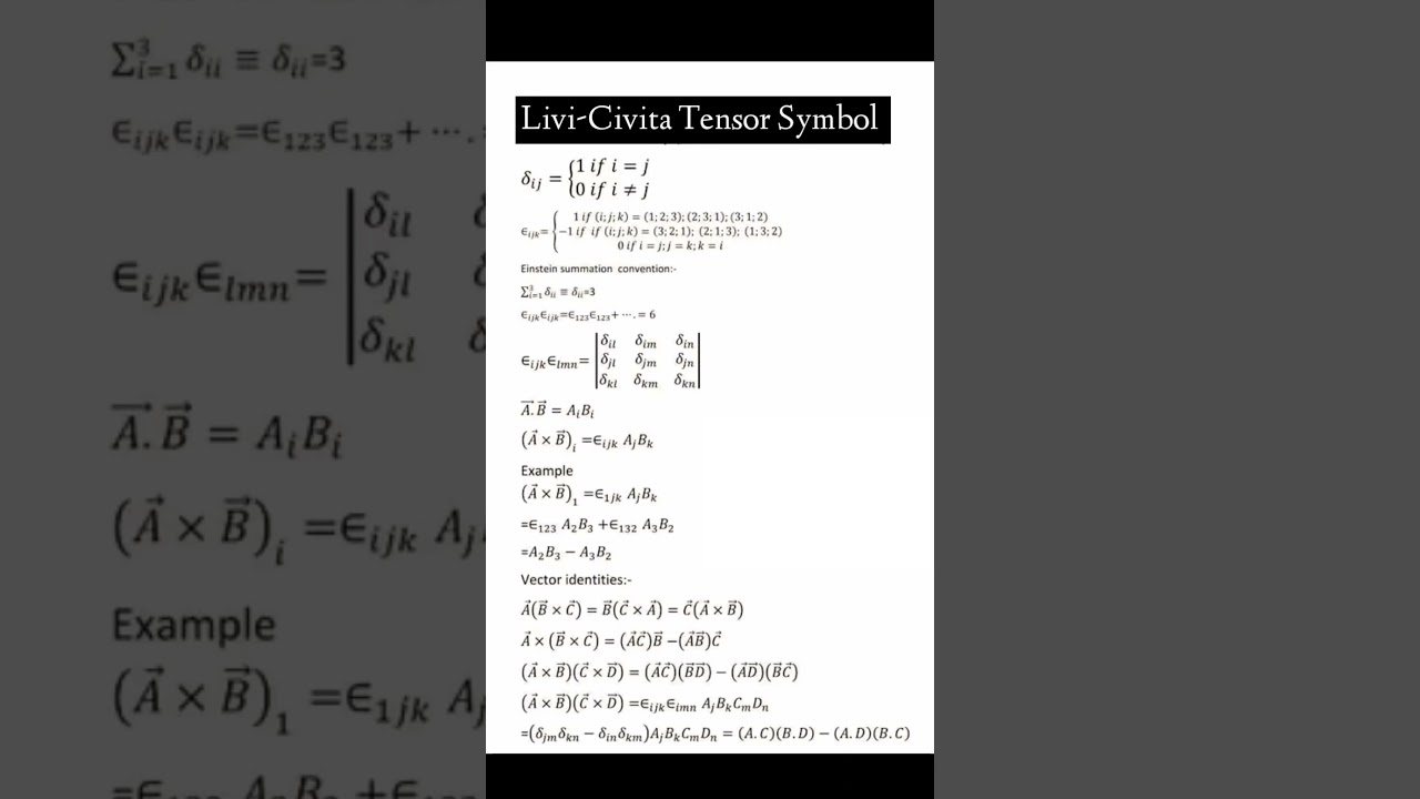 Livi-Civita tensor symbol l Tensor calculus #viral #shorts