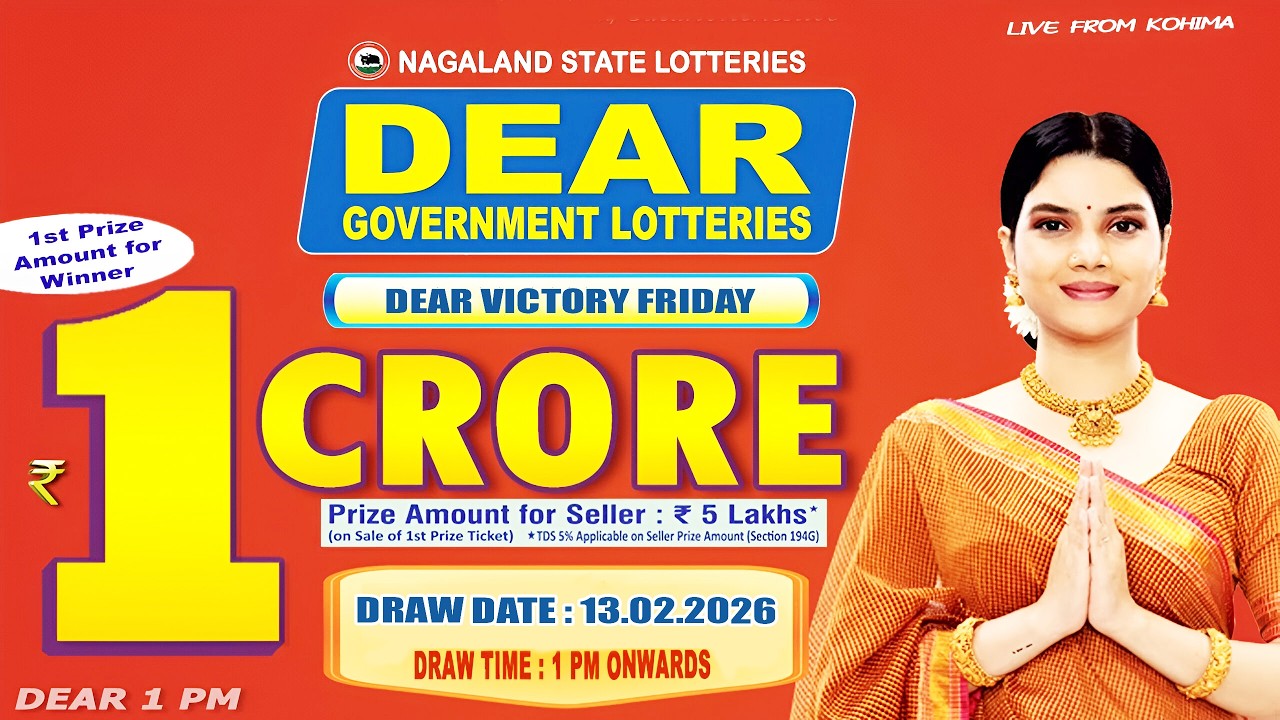 DEAR LOTTERY LIVE: 1PM 13.02.2026 NAGALAND STATE LOTTERY LIVE DRAW