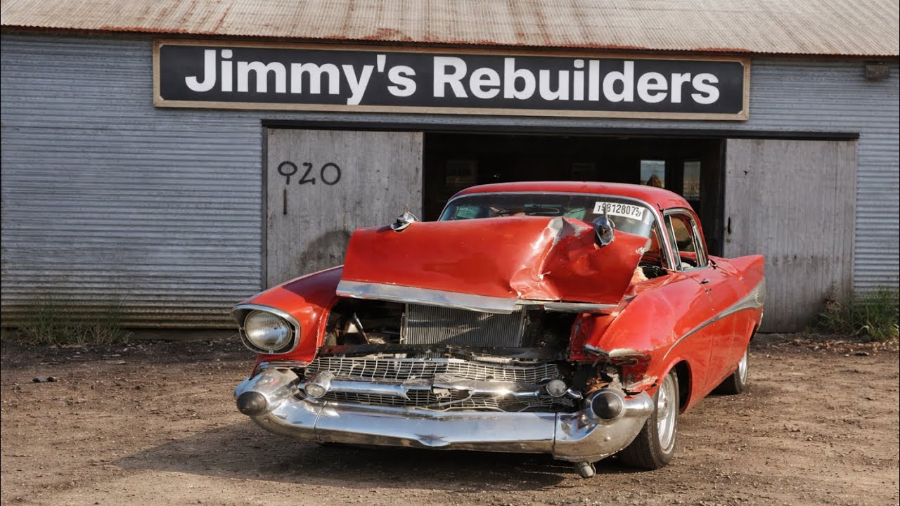 Chevrolet 210 1957 года выпуска, полностью уничтожен, сильные повреждения передней части, выставл...