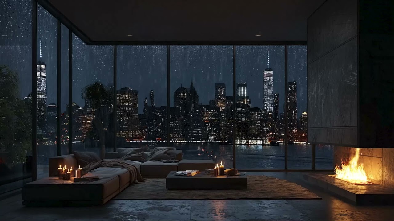 3 Hours Midnight Rain on Glass | Pure Rain Sounds for Deep Sleep