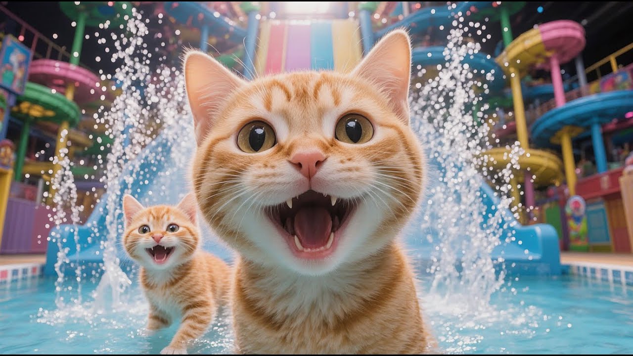 Ginger Cat's Gentle Love Helps Scared Kitten Overcome Water Fears 💕
