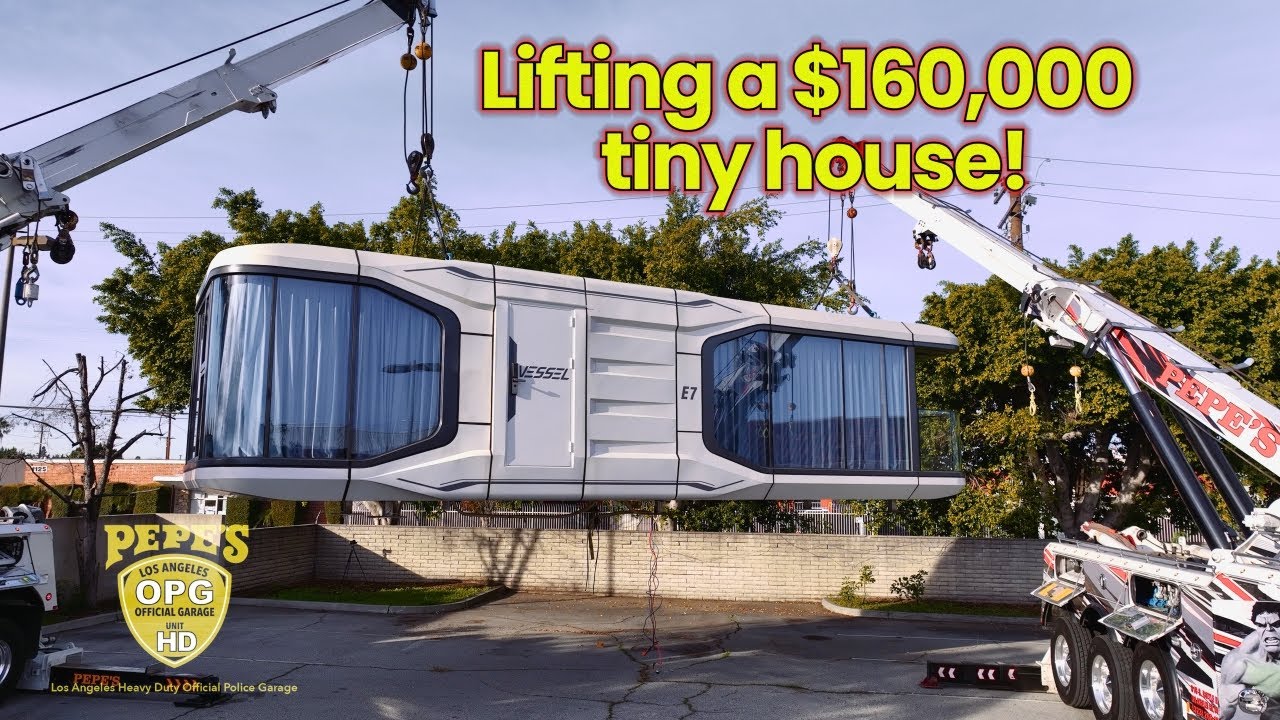 Lifting a fancy $160,000 tiny house using 2 rotators