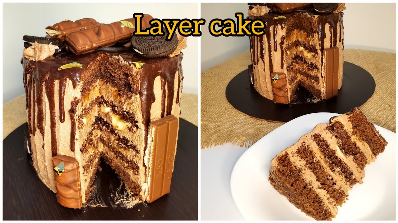 لاير كيك الشوكولاطة بطريقة مبسطة ، تحضير جينواز و كراميل بور صالي 🥰🍫 #لاير_كيك