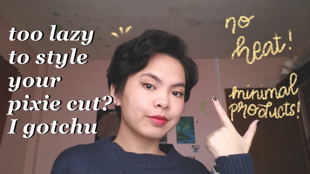 How I (lazily) Style My PIXIE CUT! 💇🏽‍♀️ no heat & minimal products! (pixie cut hairstyle tutorial)