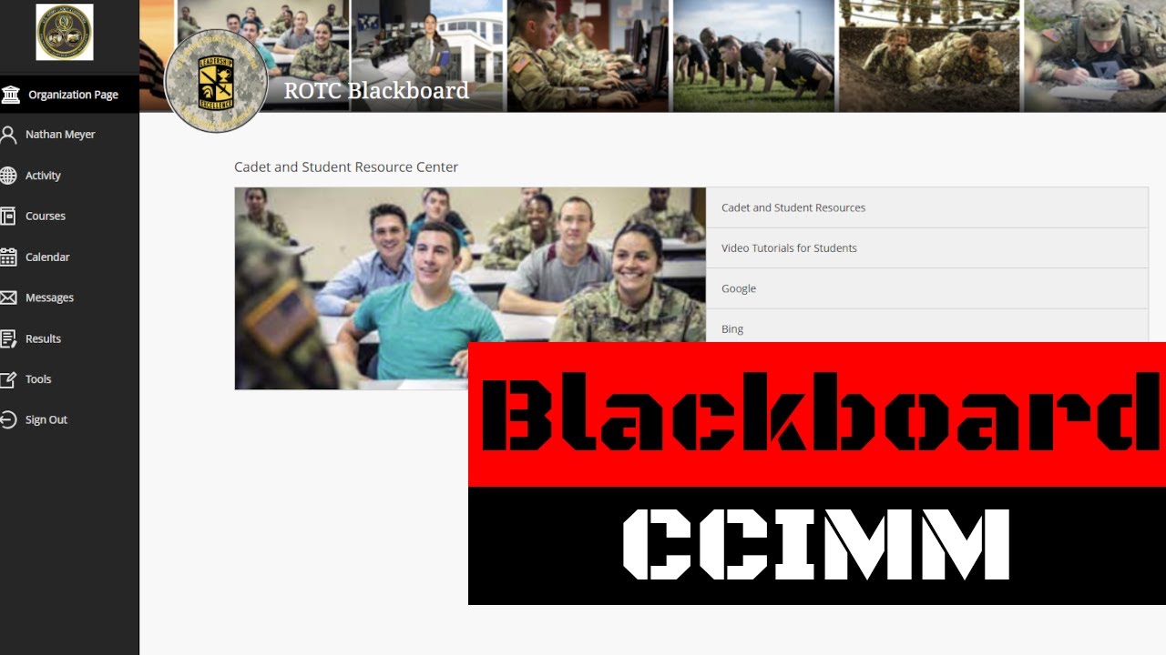 Blackboard and CCIMM for ROTC Cadets