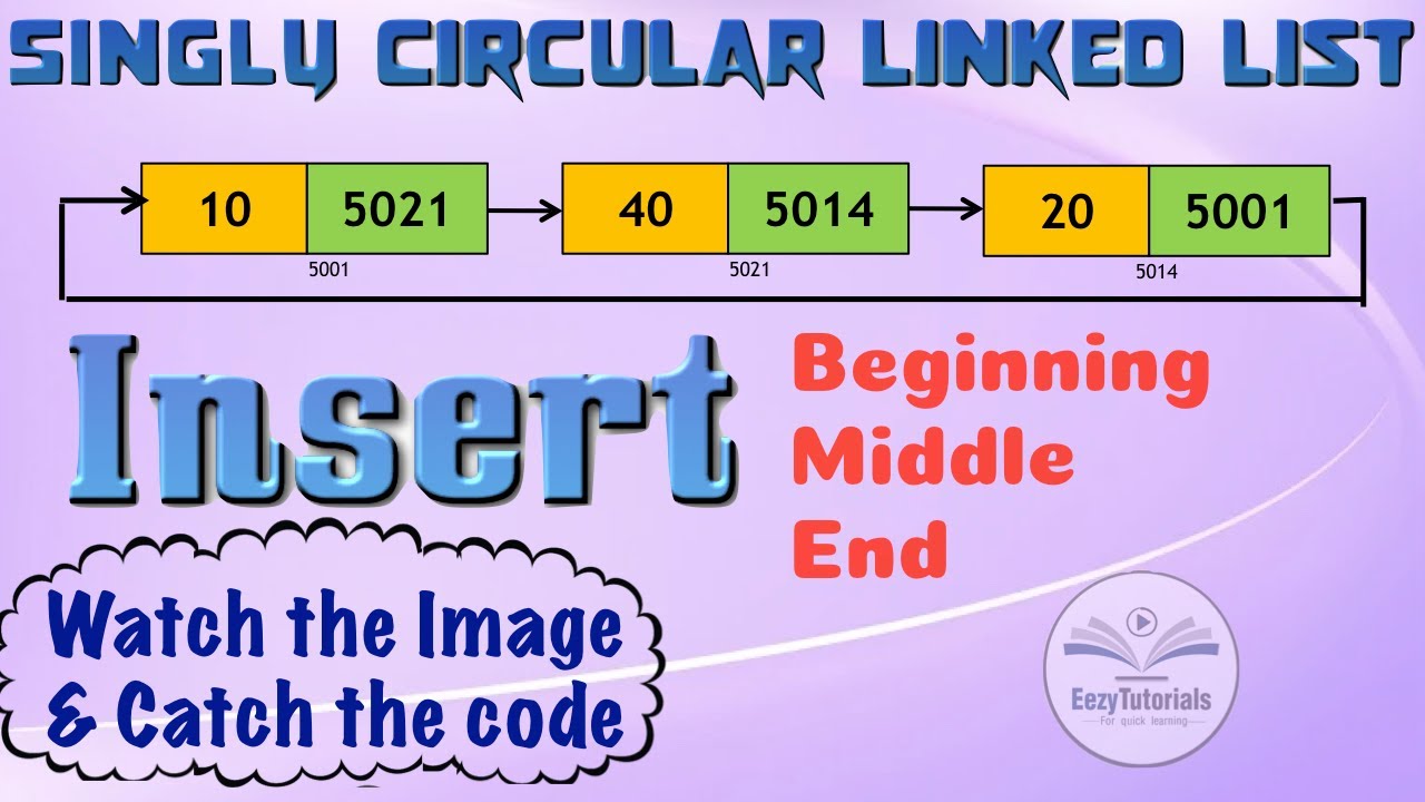 3.3.2 Insert in Circular Singly Linked List | Insertion at beginning middle end of a Circular SLL