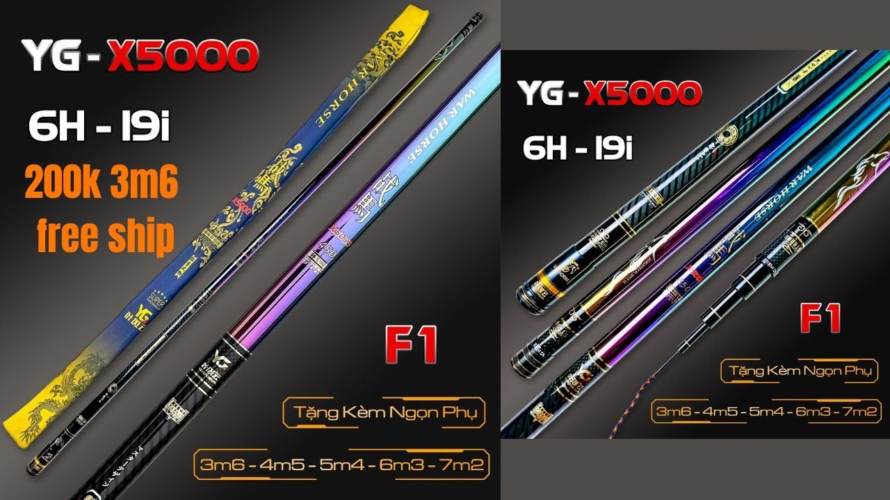 [200k] Cần Câu tay  YG X5000  6H 19I  tặng kèm ngọn phụ zin theo cần