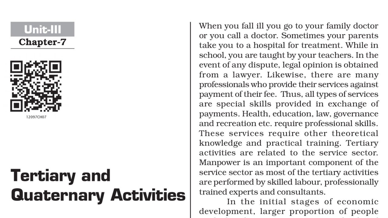 Tertiary and quaternary activities chapter 7 (class 12 geography)