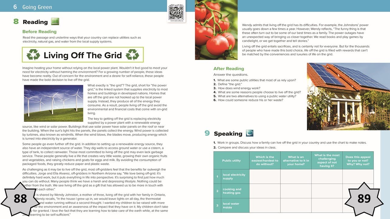 الوحدة السادسة - Mega goal 3  Going Green- الدرس الرابع - Reading - pages  88 & 89