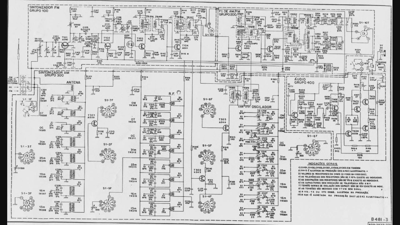 Dinossauros 42   Rádio Multifaixas Philco Transglobe   O esquema elétrico em geral
