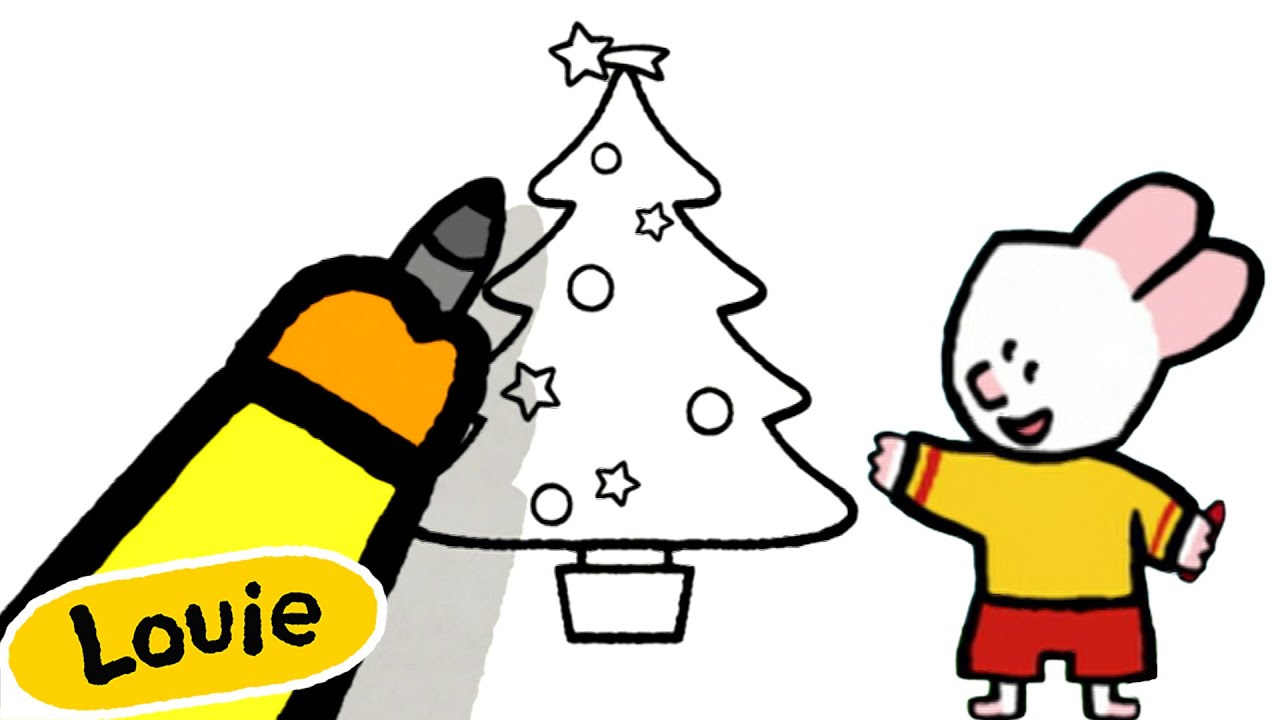 Christmas Drawing Videos For Kids 🎨🎄 Louie, Draw Me A Christmas Tree  ✐ Cartoons for Kids