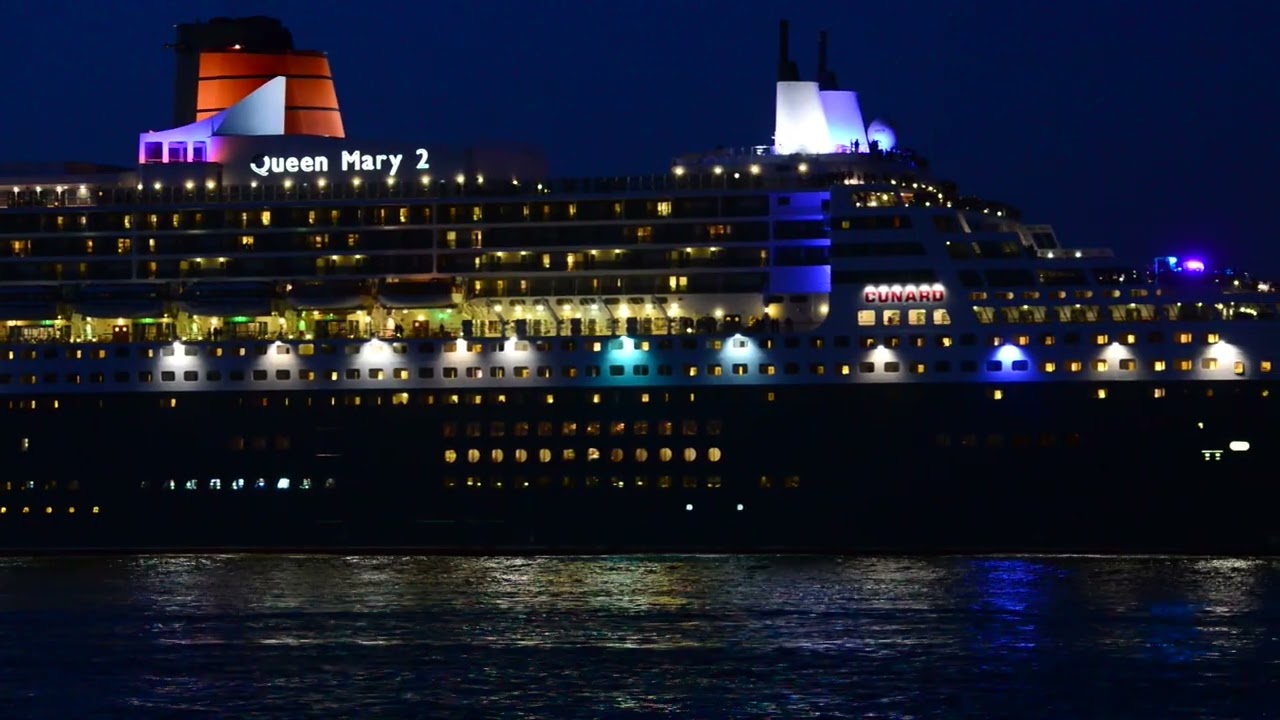 Queen Mary2  evening departure form Liverpool for New York, 4th July 2015.