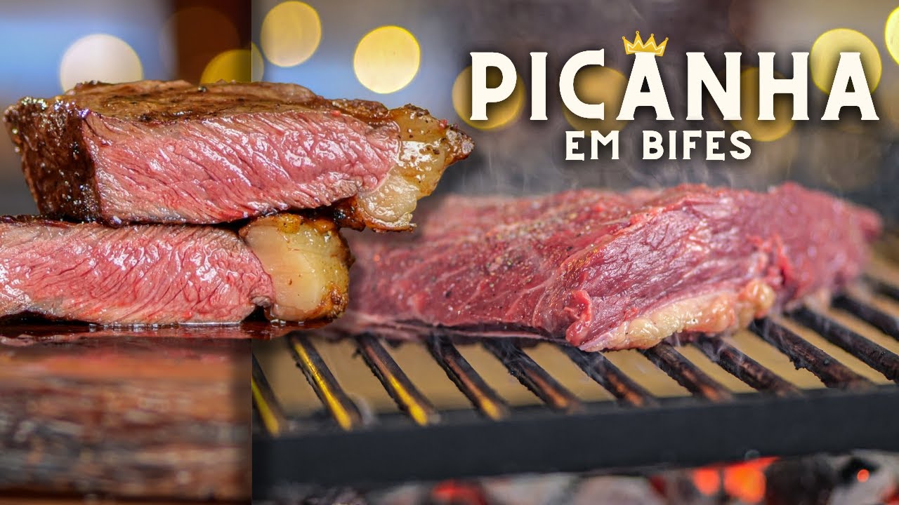 PICANHA EM BIFES GRELHADA NA CHURRASQUEIRA
