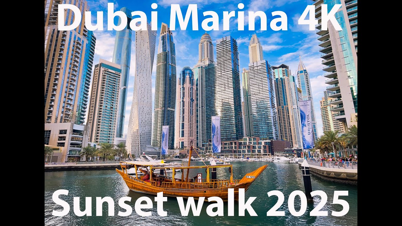 Dubai Marina Sunset walk 2025 4K