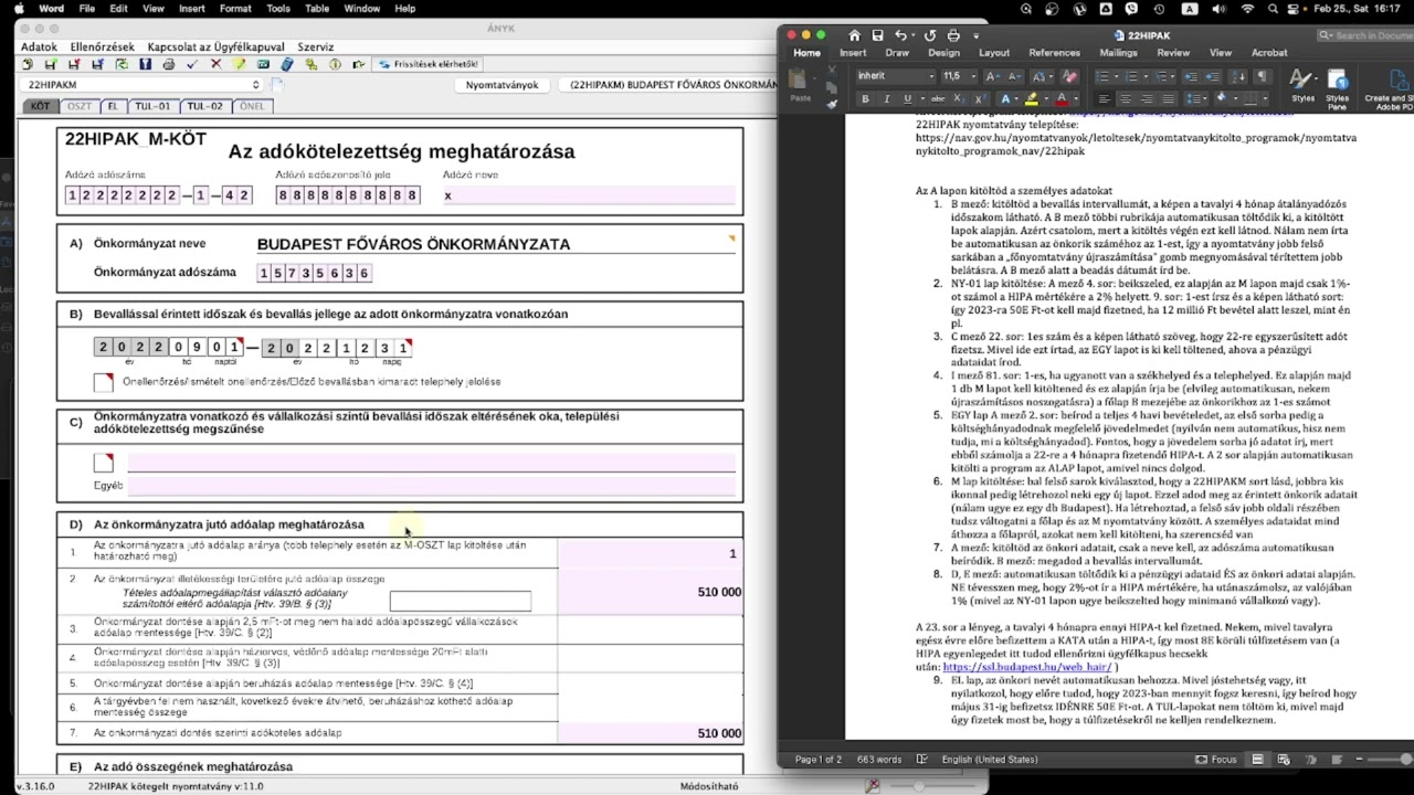 Saját átalányadózós 22HIPAK iparűzési adó bevallásom a 2022-es évre