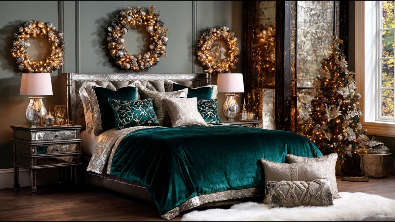 22 Christmas-Inspired Bedroom Decor Trends 2025: Luxurious Elegant Crystal & Metallic Accents!