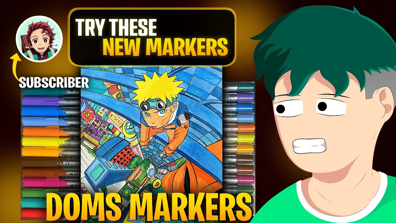 My Subscriber Challenged Me To Draw With These New Markers | Naruto
