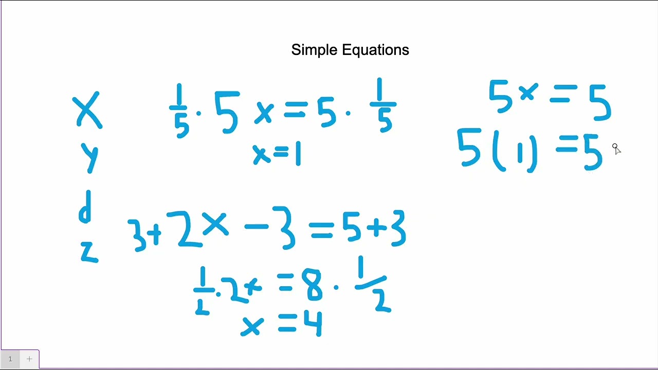 Simple Algebraic Equations Lesson 1.2
