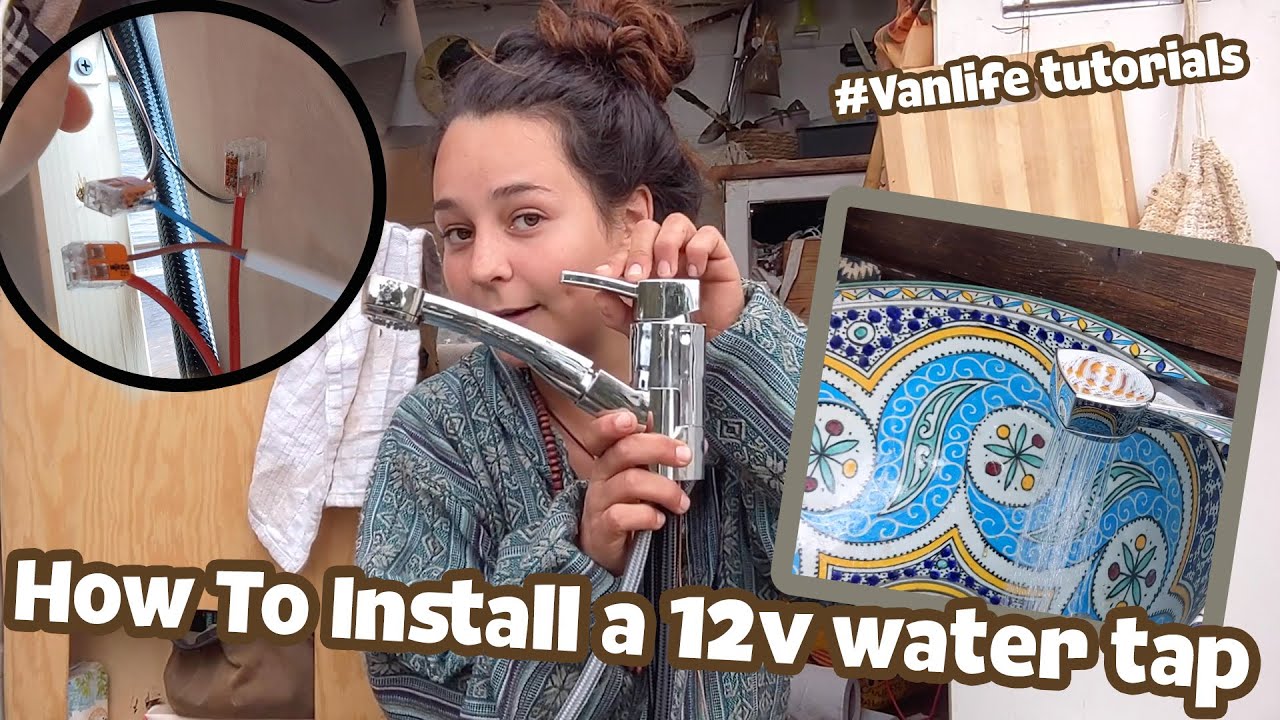 How to install and connect a 12v Water tap + pump in a Camper // english tutorial