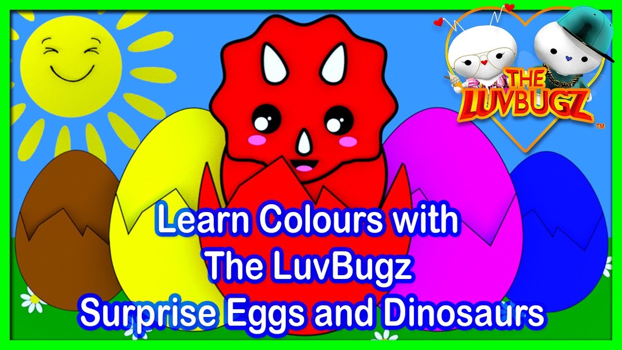 Learn Colours with The LuvBugz Surprise Eggs and Colourful Dinosaurs for children's learning