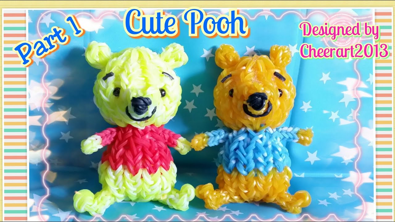 Rainbow loom bear charm tutorial - part 1 of 2 彩虹橡筋編織教學
