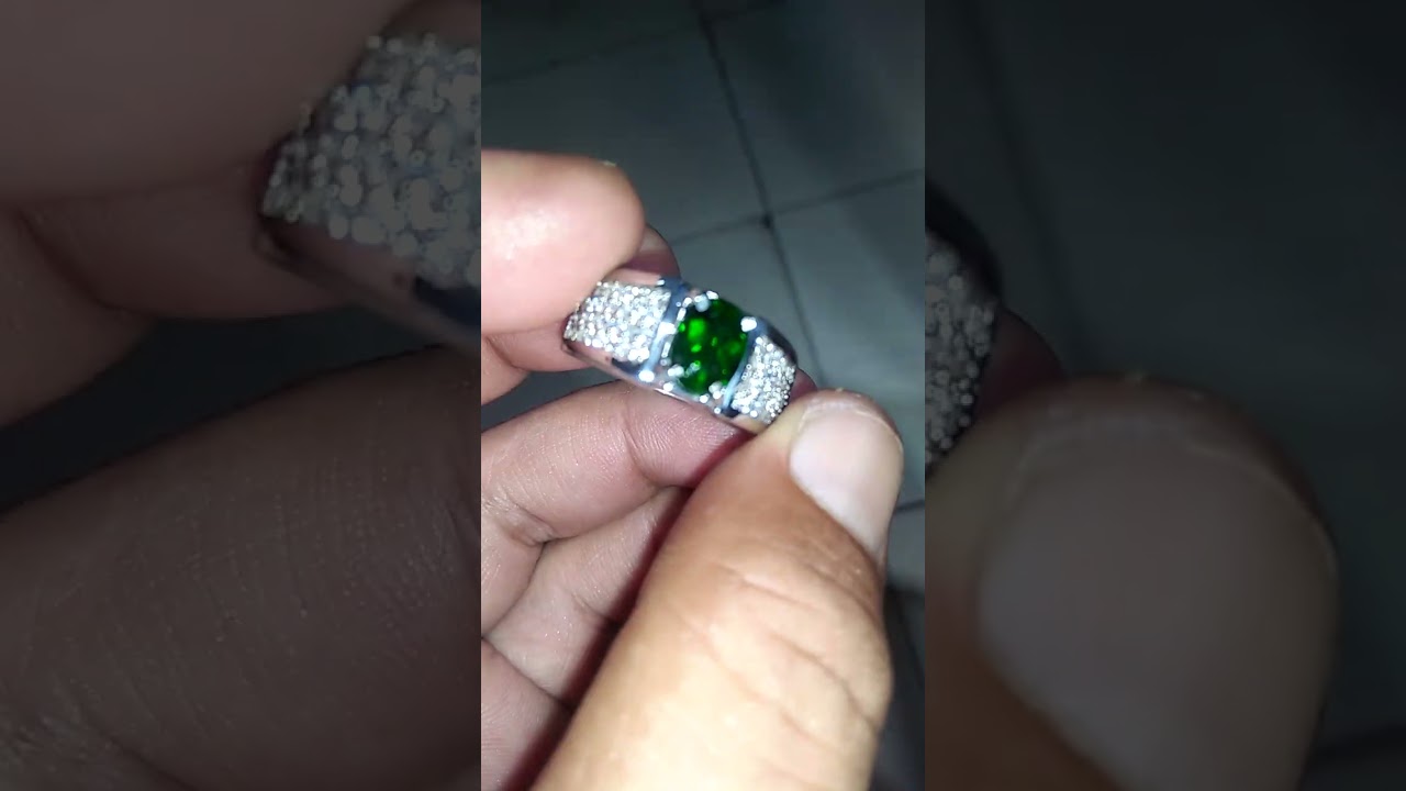 Natural chrome diopsite from russia (memo MRi lab). Ring perak size 18... 1250k