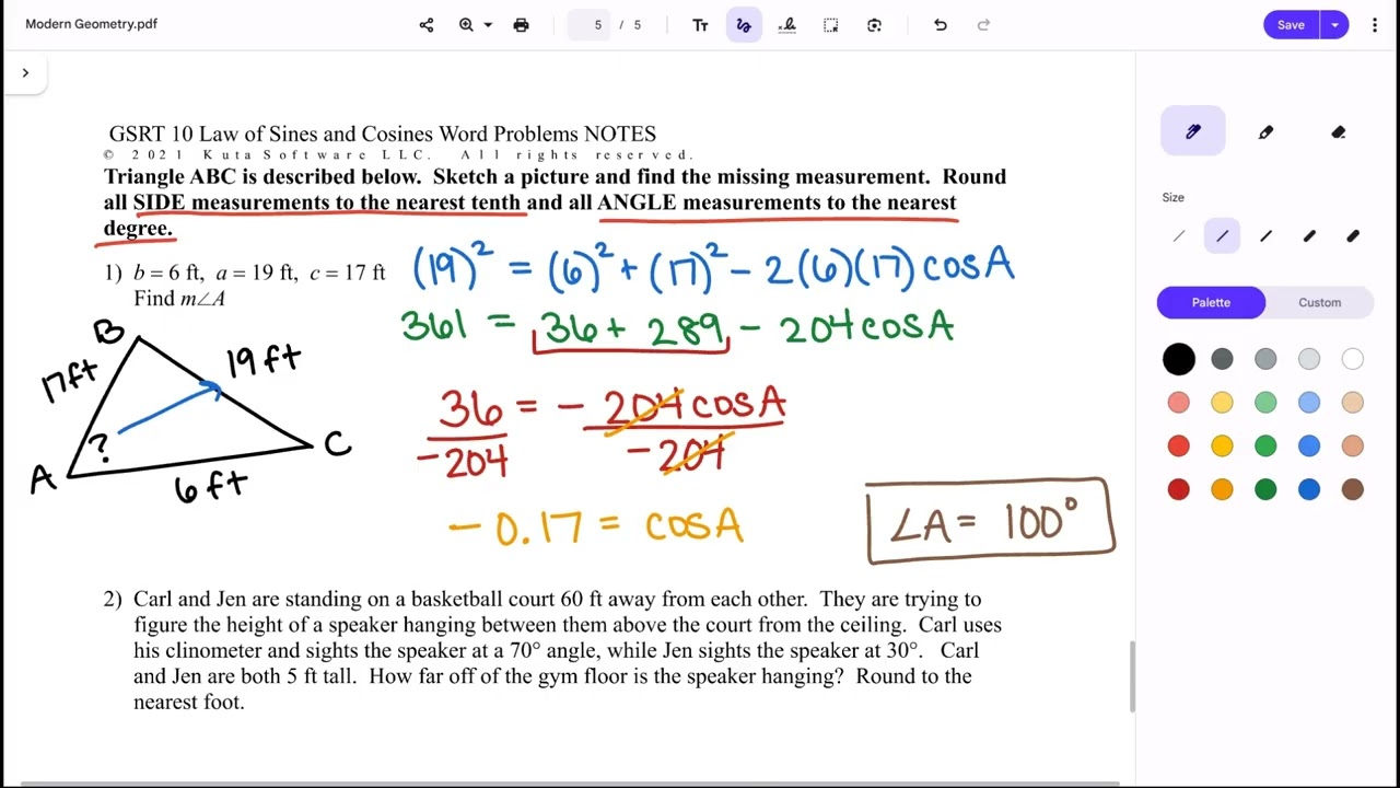 G.SRT.10 - Law of Sines & Cosines Word Problems