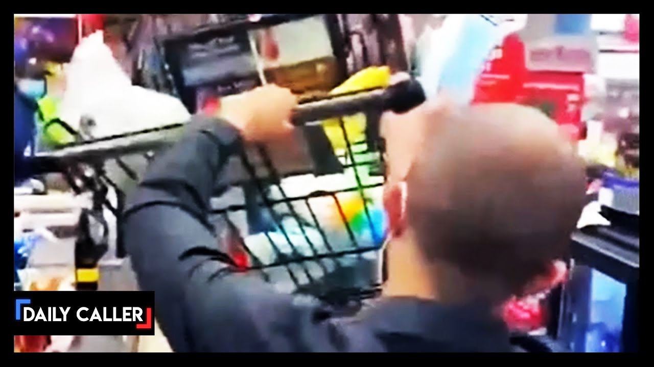 Shopping Cart Goes Airborne In Mask Dispute