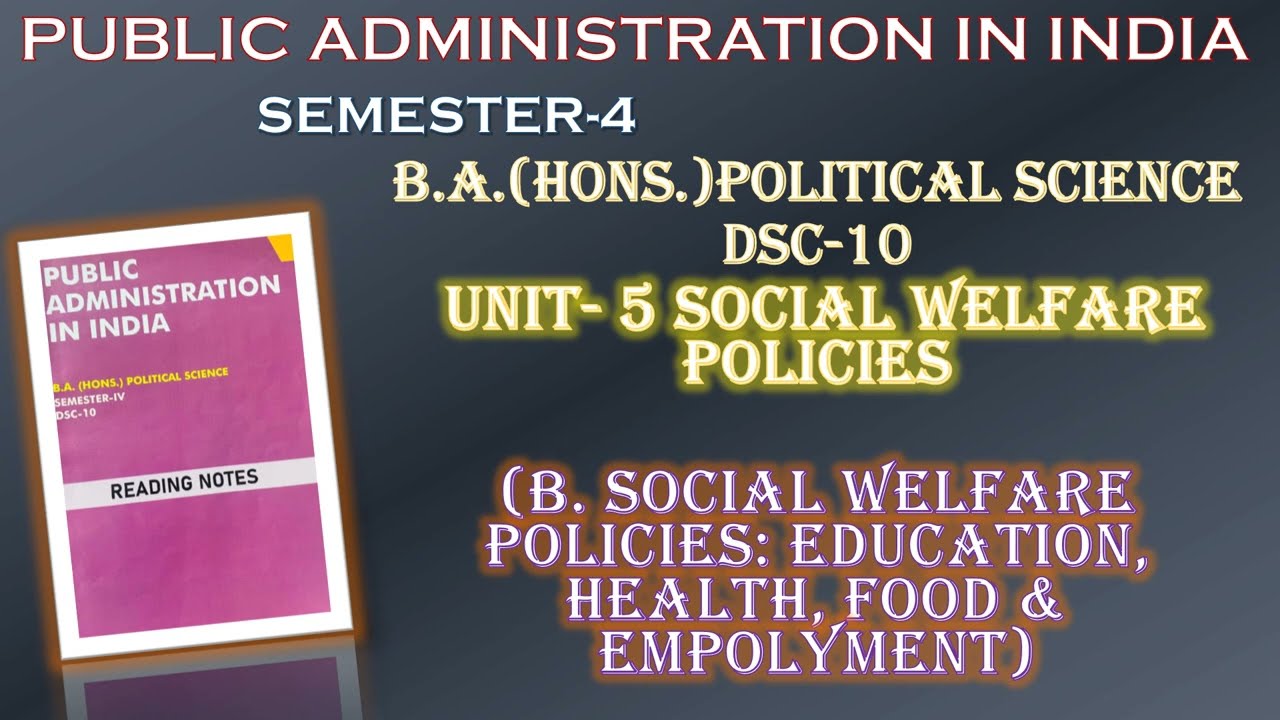 UNIT-5 SOCIAL WELFARE POLICIES  {B.SOCIAL WELFARE POLICIES: EDUCATION, HEALTH,FOOD & EMPOLOYMENT}