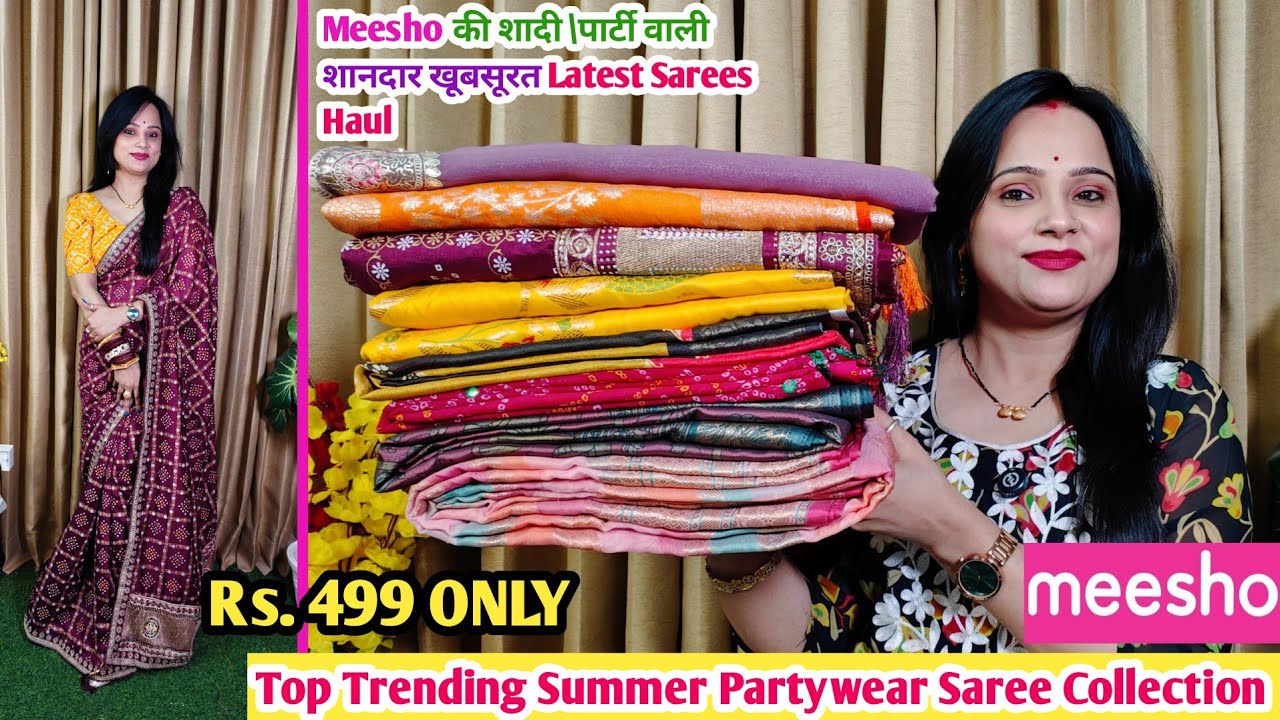 🥰Meesho Saree Haul Rs.499 🥰Designer PureGeorgette\Chiffon\Dola Silk Saree Haul🥰Partywear Collection