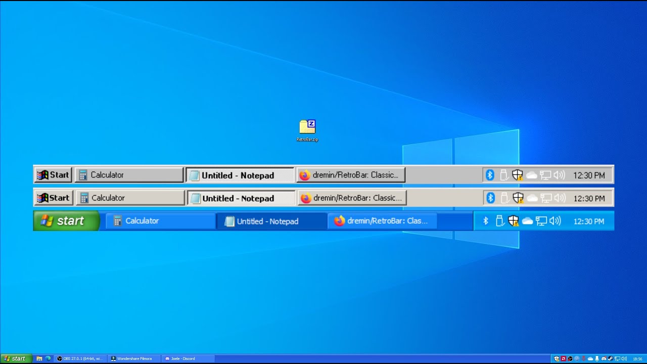 Retrobar, barra de tareas de Windows 95, 98, Me, 2000, or XP en WINDOWS 10 Y WINDOWS 11