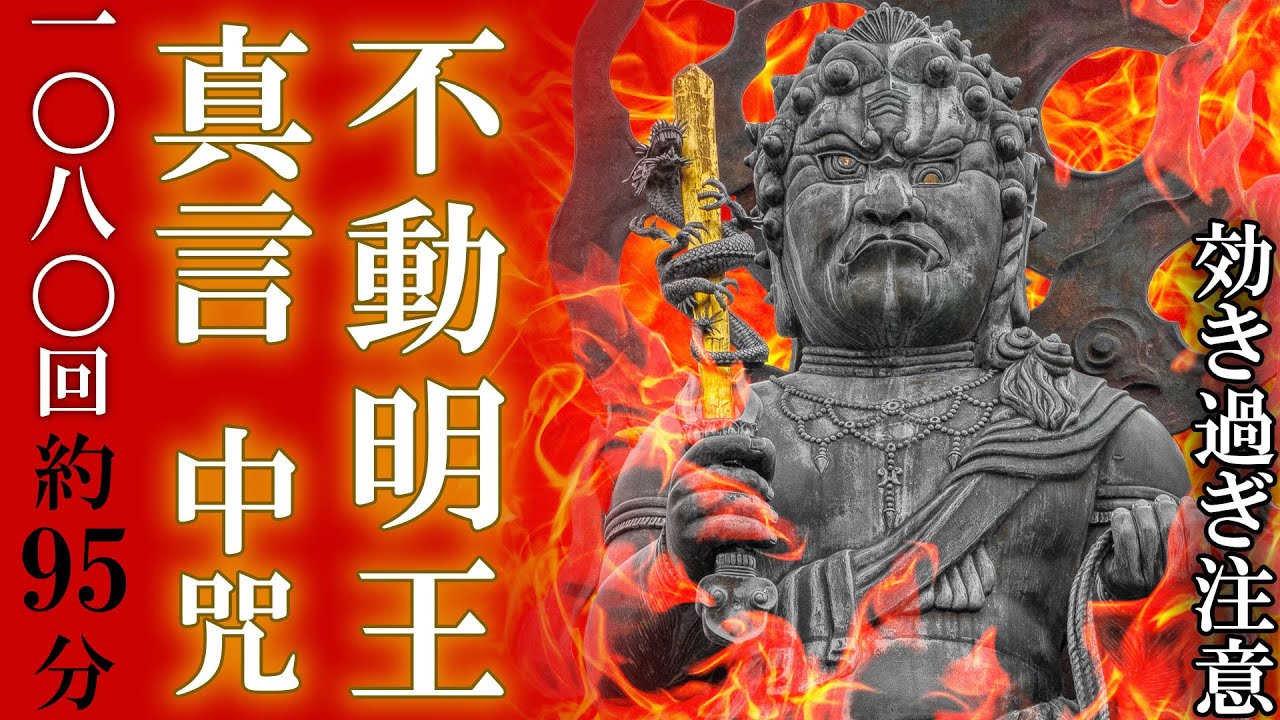 【不動明王真言/慈救呪1080回/95分】絶大的効果!!生霊返し,除霊にも/聞き流し太鼓真言【マントラ/mantra/お祓い/浄化/お経】