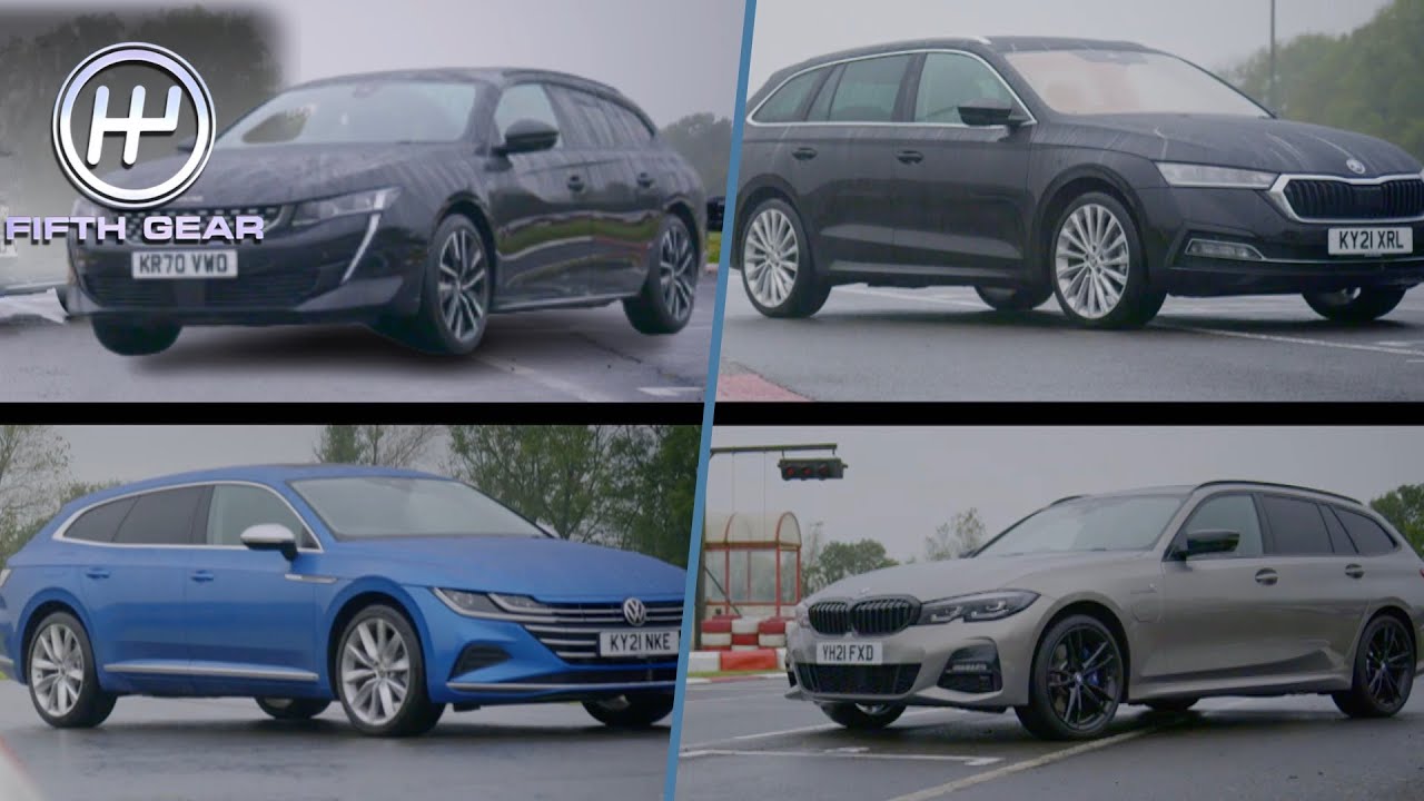 Перестрелка гибридных универсалов: BMW 330e против VW Artura против Peugeot 508 против Skoda Octa...