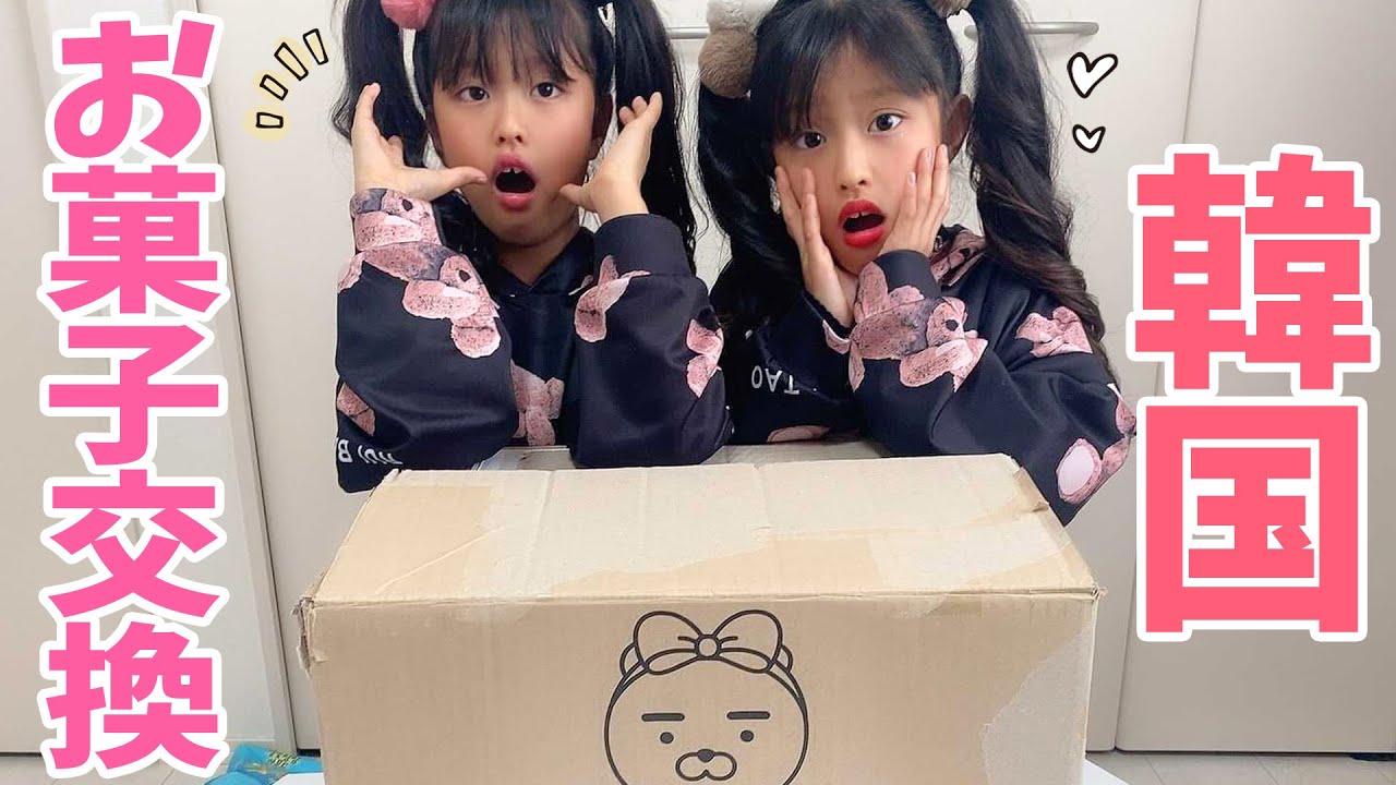 韓国のお友達と大量お菓子箱交換してみた！！【ここのの】
