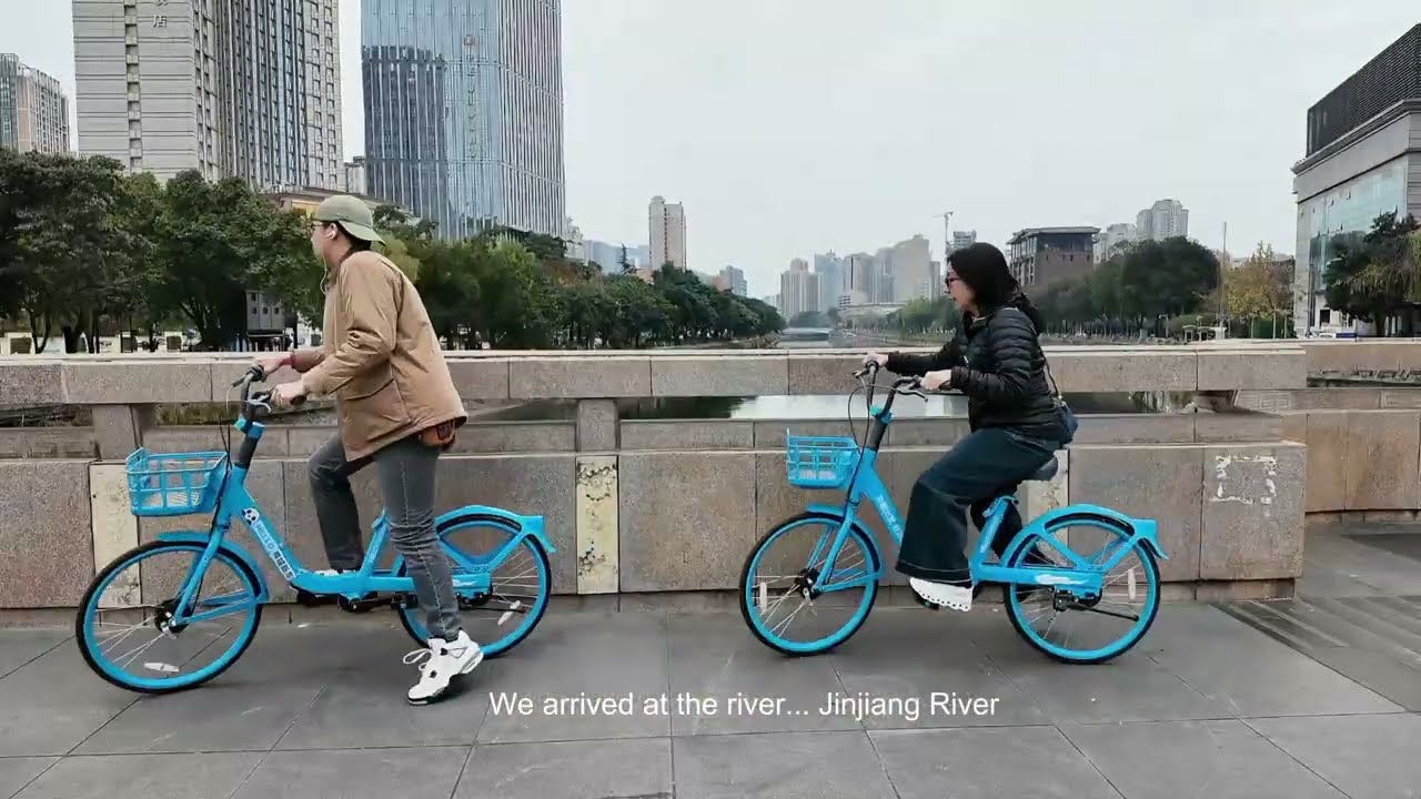 Chengdu Bike Ride Along Jinjiang River.