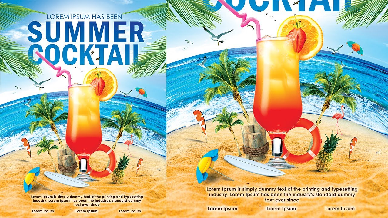 Summer Cocktail Party Poster | Photoshop Tutorials