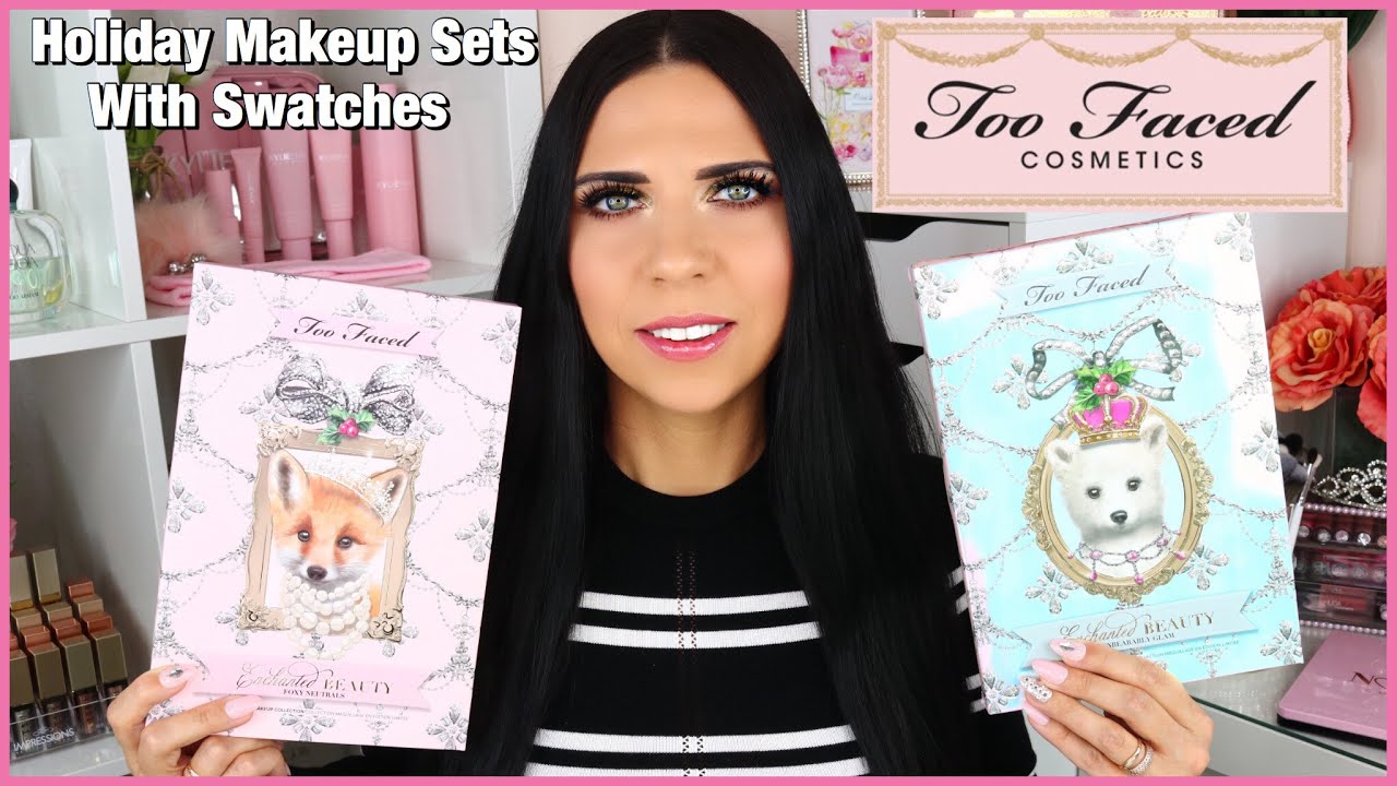 Too Faced Enchanted Beauty Foxy Neutrals and Unbearably Glam Makeup Set Holiday 2020 + Swatches